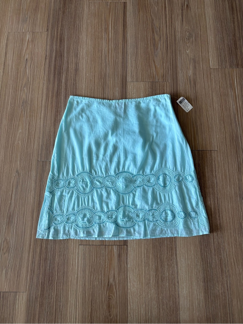 Y2K Wet Seal Skirt Embroidered Cotton Turquoise Blue Womens 0 NWT Boho Fairycore